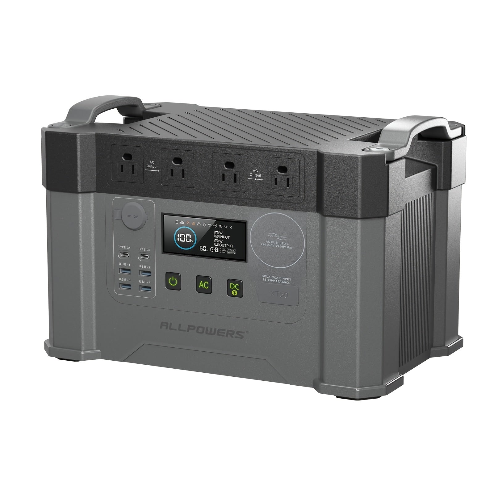 ALLPOWERS S2000 Portable Power Station - 2000W (Peak 4000W) Solar Generator with 1500Wh Lithium Battery, 4 AC Outlets for Camping, RV, Emergency Off-Grid Use, Solar Power Generator