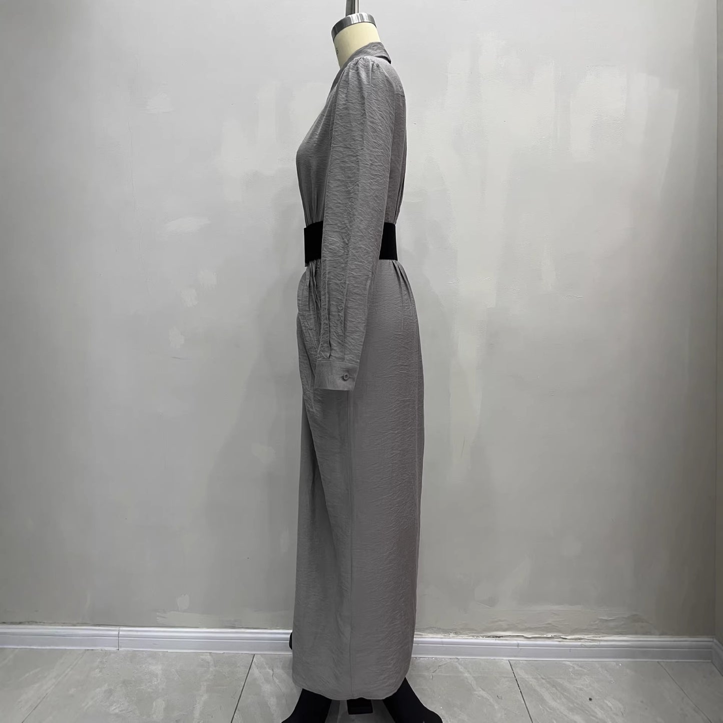 Collar breasted shirt dress with waistband dress