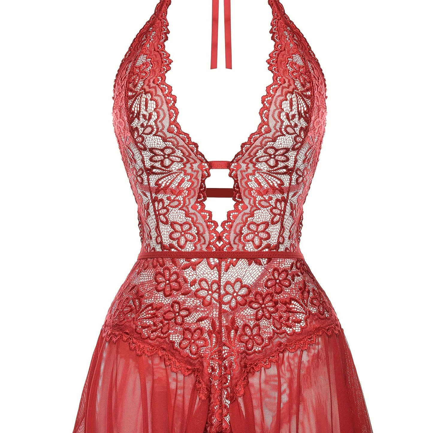 Sultry Floral Lace Teddy Bodysuit - Teddies with Halter Strappy Backless Open Crotch Design, Sexy Women's Lingerie & Underwear for Romantic Nights Out