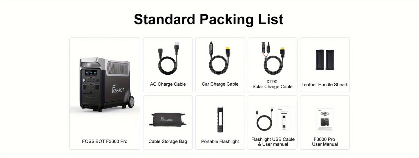 FOSSiBOT F3600 Pro Solar Generator, 3840 Wh LiFePO4 Portable Power Station, 3 X 230 V AC Output 3600 W 7200 W Peak, Storm Generator, Fast Power Storage, Charging, Travel Power Station, Outdoor Road Trips, Christmas, Festival,