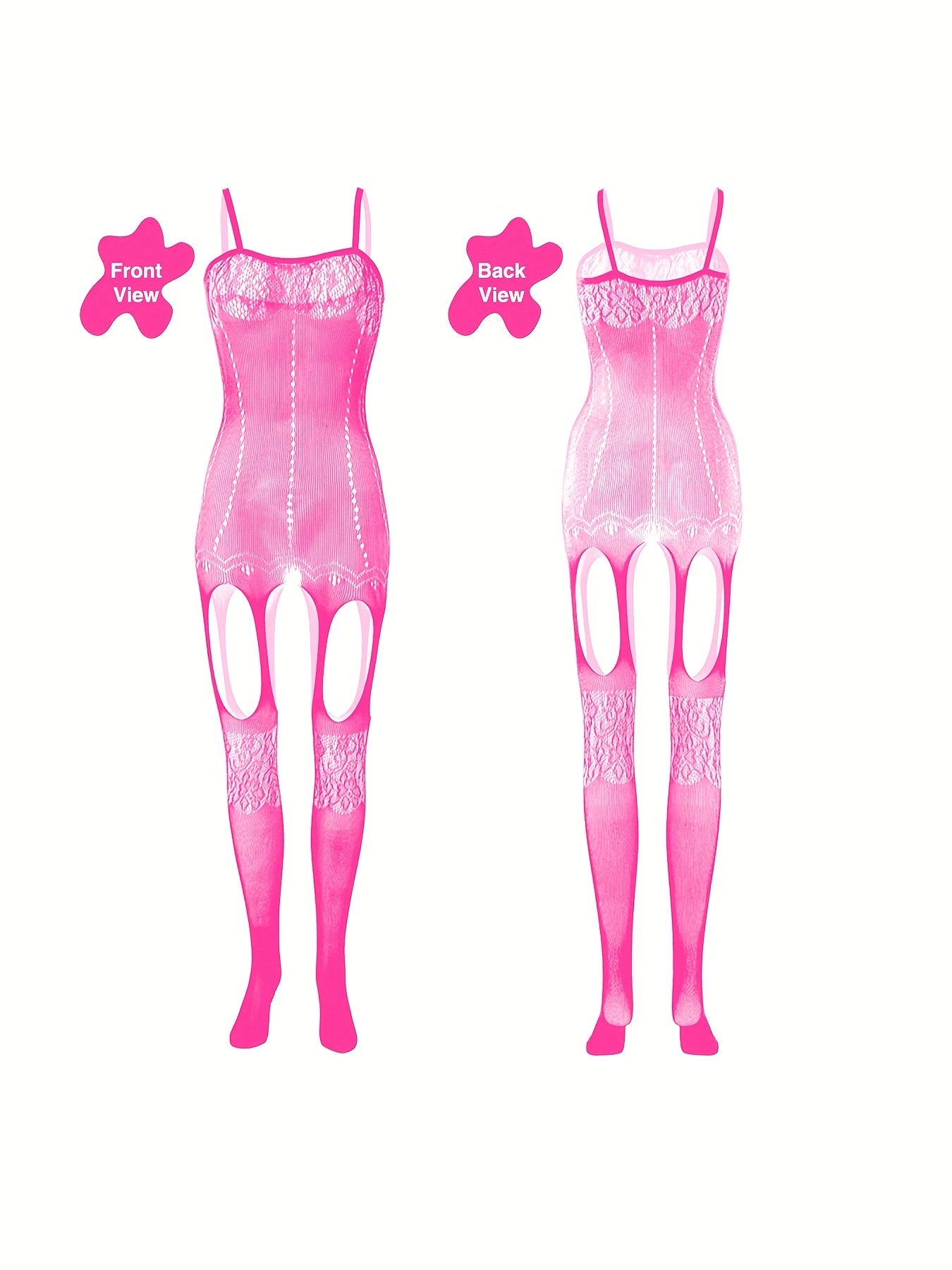 4 sets Sexy Fishnet Bodystocking with Open Crotch and Jacquard Design - Women's Lingerie and Underwear