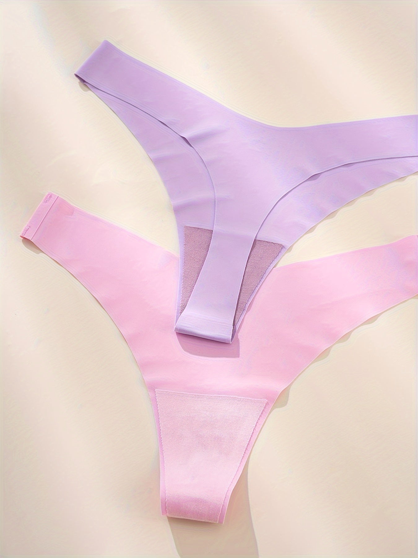 7pcs Seamless Solid Thongs, Soft & Comfy Stretchy Intimates Panties, Women's Lingerie & Underwear