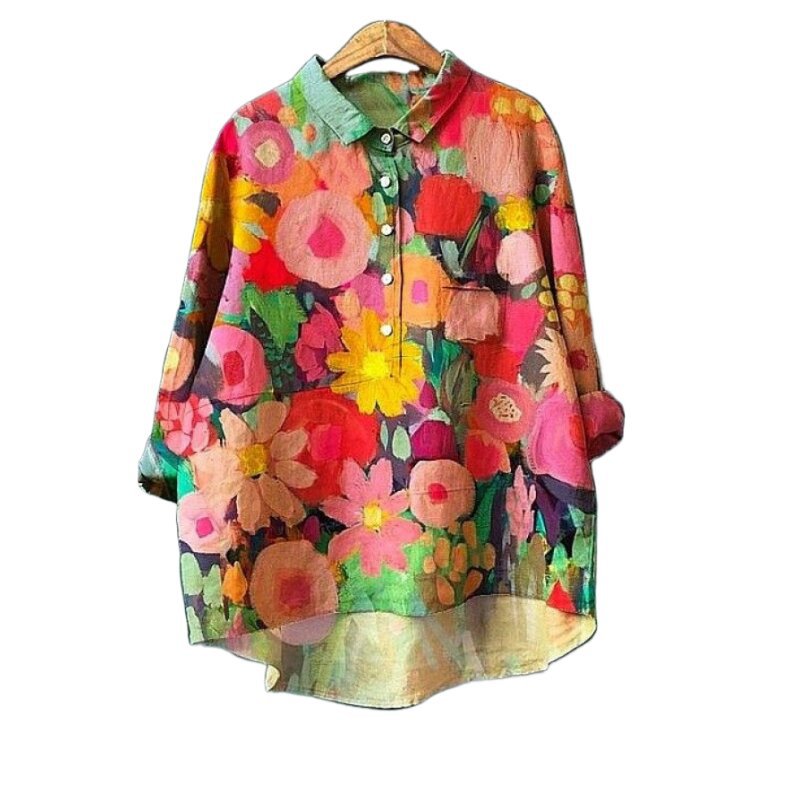 Women's 3D-patterned Long-sleeve Button-up Top