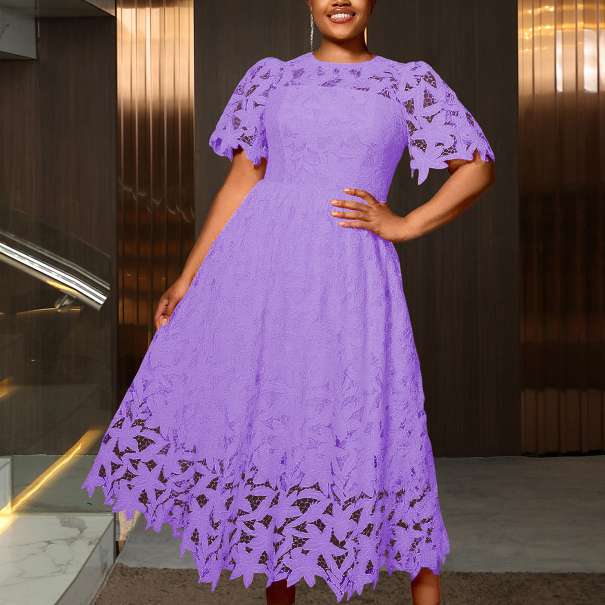 High-end Style Crew-neck Dress