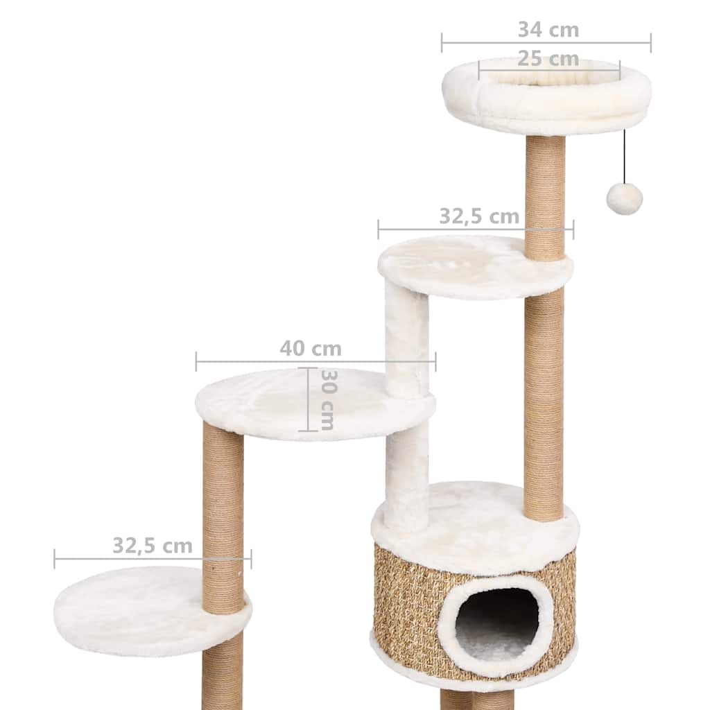 Cat Tree with Luxurious Cushion 148 cm Seagrass