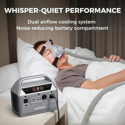 [Portable Power Station] Portable Power Station, 595Wh 600W(Surge 1200W) AC Output, LiFePO4(LFP) Battery, Solar Generator for Outdoor/Camping/Travel/RV, Emergency Power Backup(Grey)