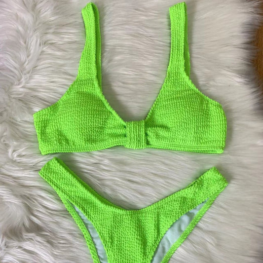 Bikini Pure Color Two-Piece Women's Swimsuit