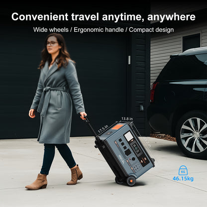 OSCAL PowerMax 6000 Solar Generator | 3600Wh/6000W Power Station with 2x500W Solar Panels, 120V/240V Split Phase Voltage AC Outlets (9000W Peak), 2400W Solar Charging, Emergency Home, Battery Backup, Plus A Bonus 30W Solar Pa