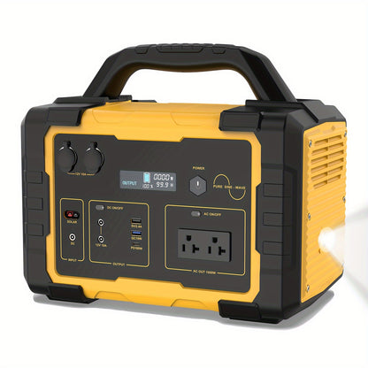 1075Wh Portable Solar Generator, 1000W Power Station with 60W USB-C PD Output, 110V Pure Sine Wave AC Outlet, Lithium Battery for Outdoors Camping Travel Hunting Home