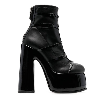 Women's Shoes New Fashion Autumn Winter Chunky High Heel Black Wine Red Buckle Dress Party Female Ankle Boots 35-43