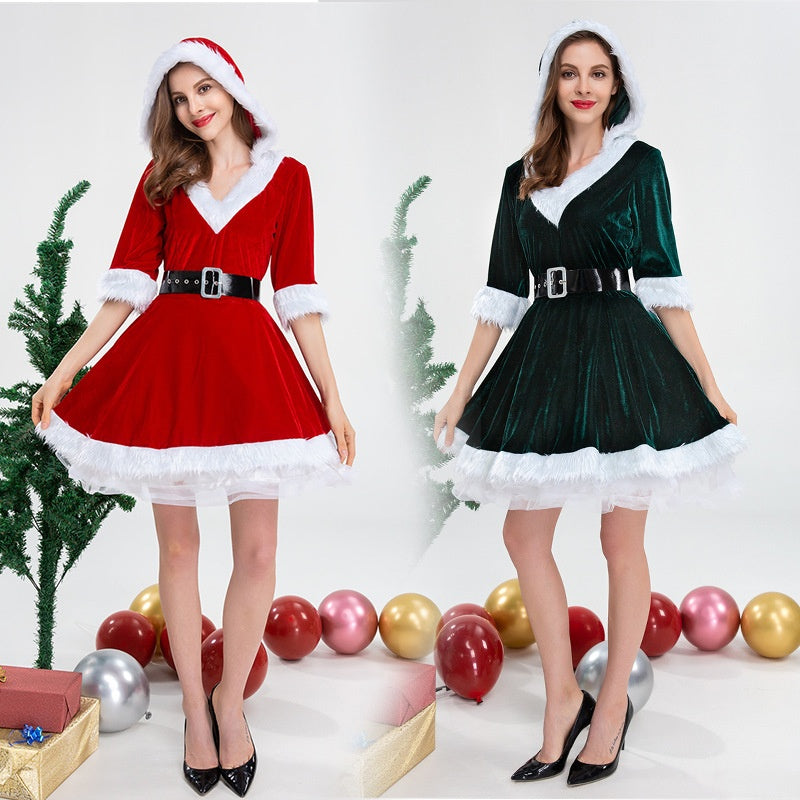 Cosplay Christmas Santa Claus Women's Dress Dress Adult Christmas Dress Elk Dress Christmas Dress