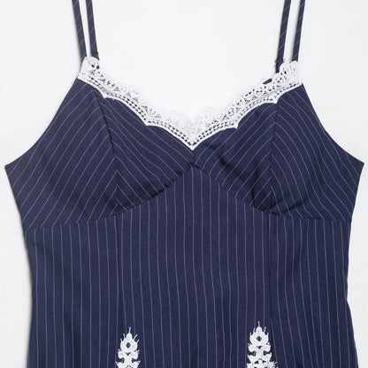 Chic Lace Spliced Strap Dress for Women Dress