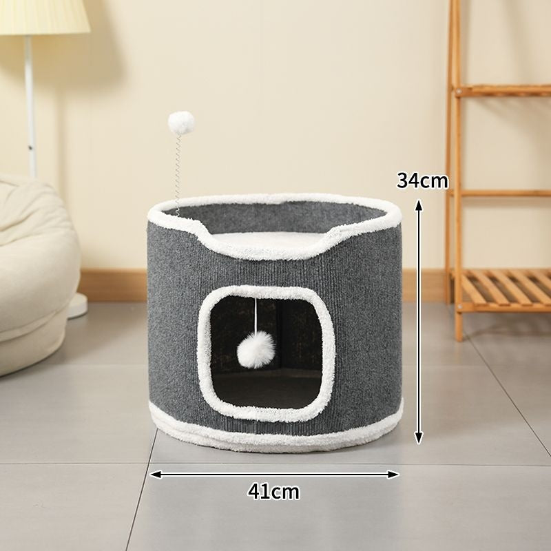 Cat Climbing Frame Scratching Post Nest Semi-enclosed Square Tree Hole Pet Cat Villa All-season Warm Cat House Wholesale