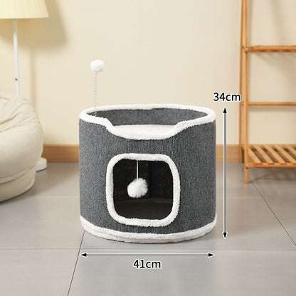 Cat Climbing Frame Scratching Post Nest Semi-enclosed Square Tree Hole Pet Cat Villa All-season Warm Cat House Wholesale