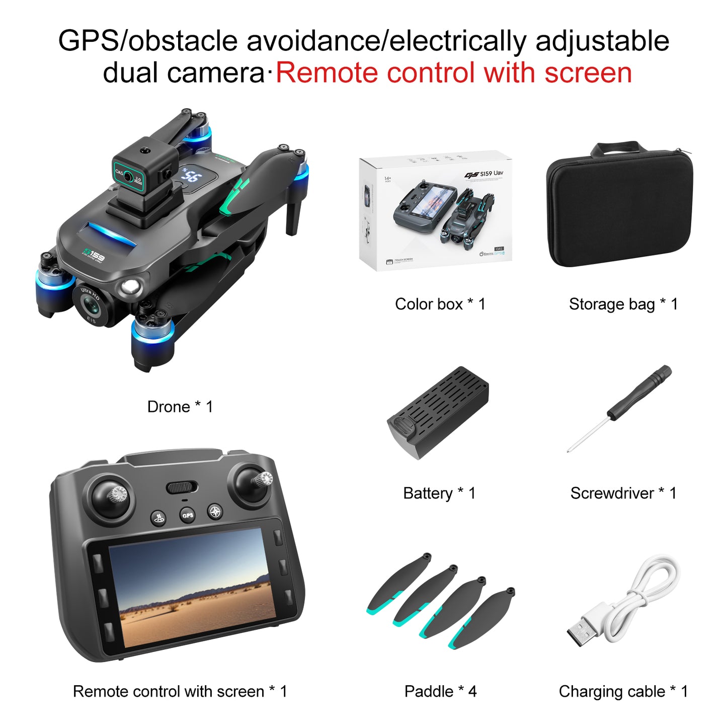 S159 Drone - 5G Wifi 8k Camera Aerial Photography With Screen Remote Controller