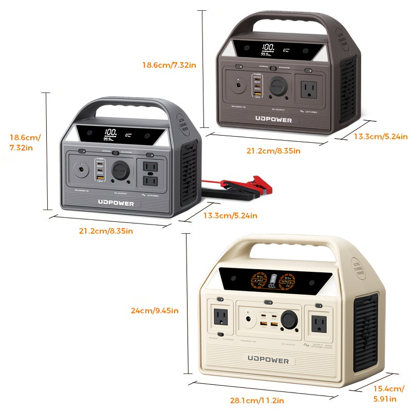 UDPOWER Portable Solar Generator - 1200W, 800W, 400W Options, AC Outlet, 2 DC & 3 USB Ports, Backup Battery for Outdoor Trips, Camping & Emergency, Outdoor Power Station | Modern Power Station | Durable Power Source, Portable