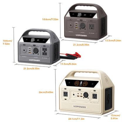 UDPOWER Portable Solar Generator - 1200W, 800W, 400W Options, AC Outlet, 2 DC & 3 USB Ports, Backup Battery for Outdoor Trips, Camping & Emergency, Outdoor Power Station | Modern Power Station | Durable Power Source, Portable