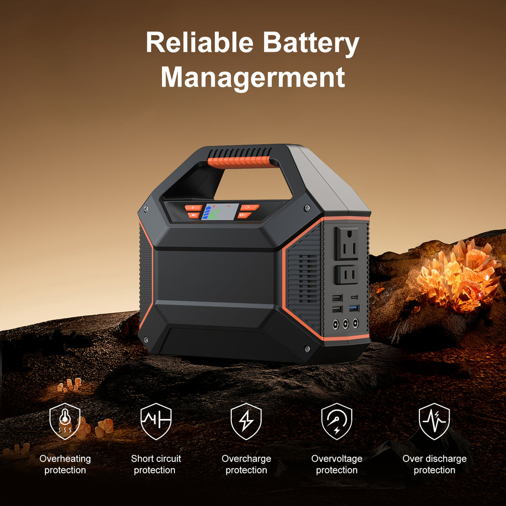 155Wh Portable Power Station with 30W Solar Panel, Lithium Battery Solar Generator with AC Outlet (2x110V), USB 3.0 QC Fast Charging, Digital Display & Overload Protection - Solar-Powered Portable Charger for Camping, Travel,