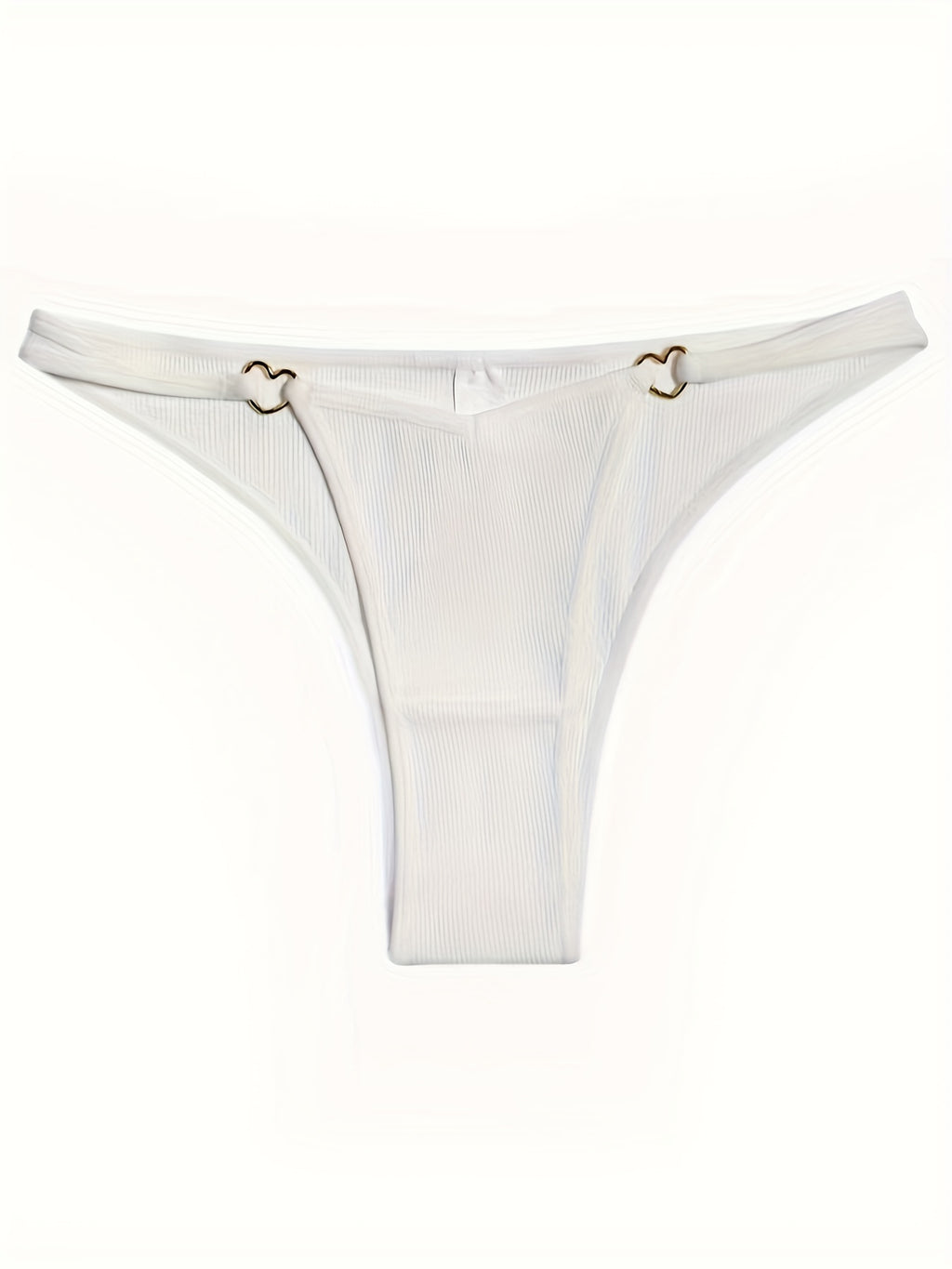 4pcs Heart Ring Linked Thongs, Soft & Comfy Ribbed Intimates Panties, Women's Lingerie & Underwear