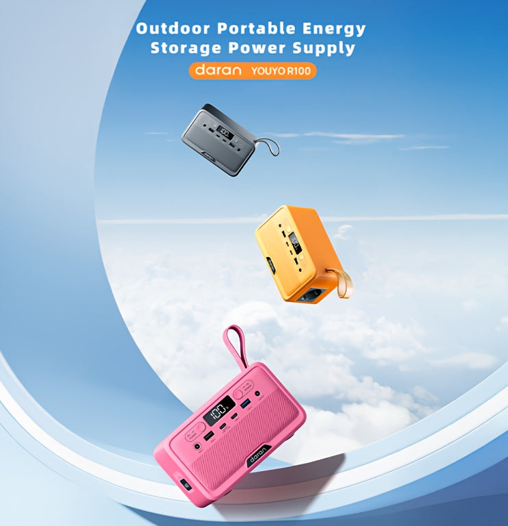 Daranener 100W 28000mAh Portable Power Station Solar Generator with AC Outlet & PD Fast Charging, Lifepo4 Battery, 89.6Wh/28000mAh Capacity, Solar-Powered Portable Charger for Home, Camping, RV, Outdoor - Compatible with Lapt