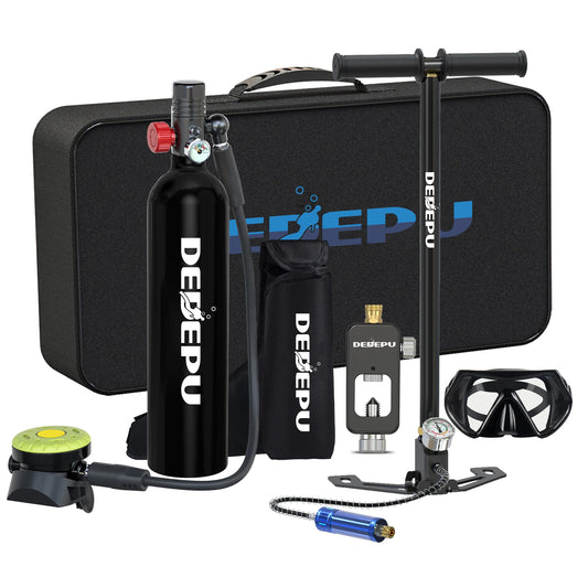 US Warehouse Stock 1L Scuba Air Oxygen Cylinder Tank Diving Equipment with Hand Pump for Underwater Breathing