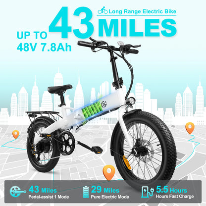 WindChaser 48V Lithium Battery Electric Bike HighCarbon Steel Bicycle with Geared Assist for Long Rang Adult Bike Foldable Ebike