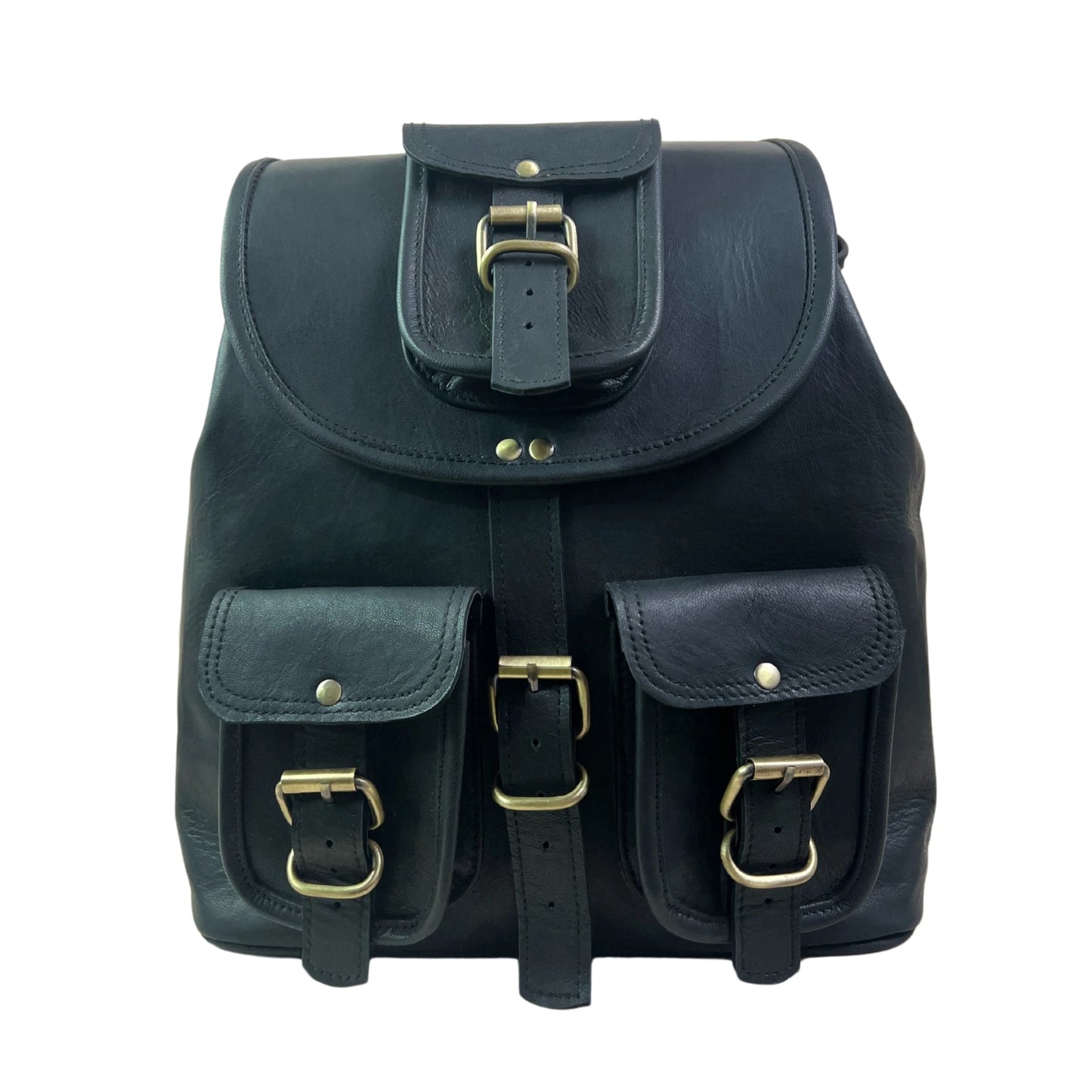 Black Vintage Genuine Leather Backpack for Men & Women Handmade Brown Travel Rucksack with Multi Pockets