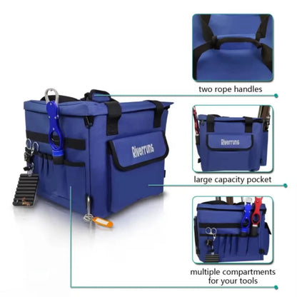 Riverruns Kayak Crate Bag Durable Saltwater Resistant Kayak Fishing Bag with 3 Fishing Rod Holders Large Kayak Fishing Tackle