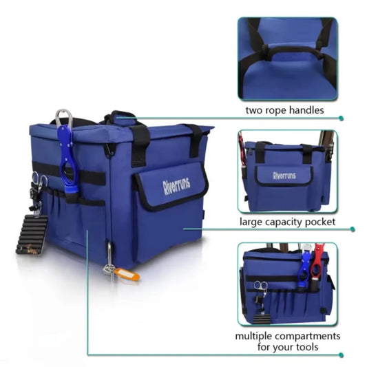 Riverruns Kayak Crate Bag Durable Saltwater Resistant Kayak Fishing Bag with 3 Fishing Rod Holders Large Kayak Fishing Tackle