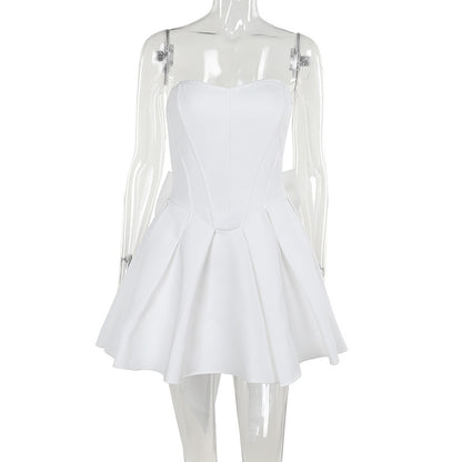 Strapless bow A light dress dress for women
