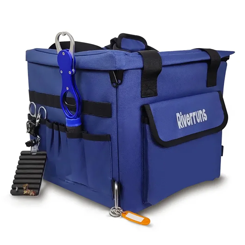 Riverruns Kayak Crate Bag Durable Saltwater Resistant Kayak Fishing Bag with 3 Fishing Rod Holders Large Kayak Fishing Tackle