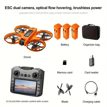 [2025 New S156 Drone]  HD Dual Camera, 12.5cm/4.92-inch Screen Remote Control, Brushless Powerful Motor,Optical Flow Positioning