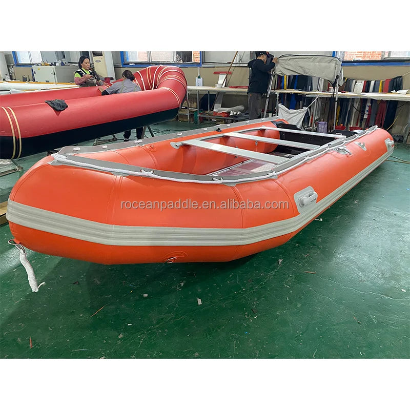 CE Certified 4m 5m 6m Inflatable Fishing Dinghy Hypalon PVC Material Rowing Boat for Drifting Outdoor Activity