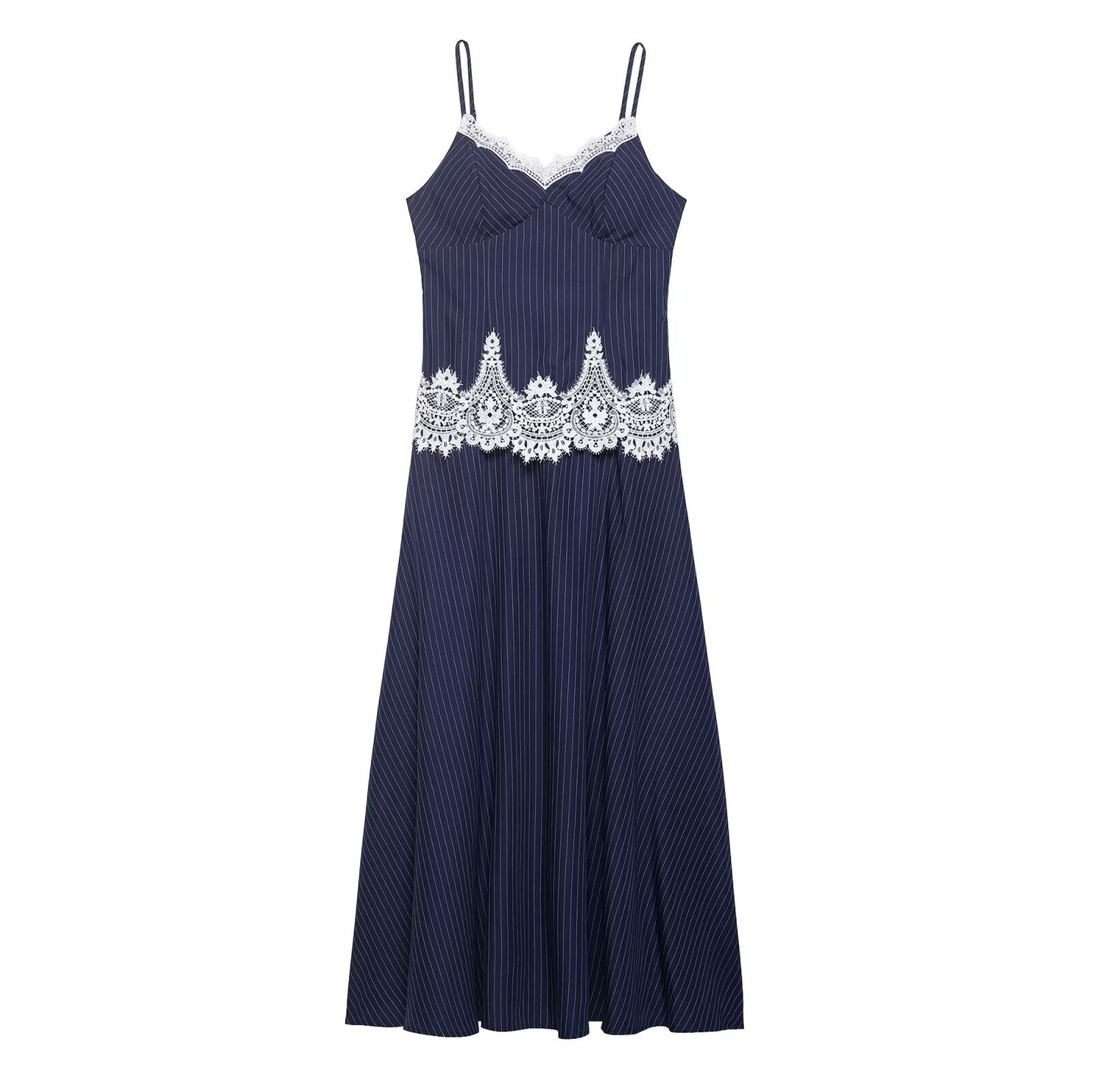 Chic Lace Spliced Strap Dress for Women Dress