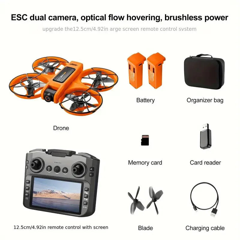 [2025 New S156 Drone]  HD Dual Camera, 12.5cm/4.92-inch Screen Remote Control, Brushless Powerful Motor,Optical Flow Positioning