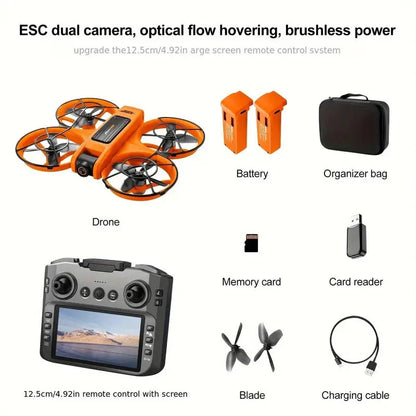 [2025 New S156 Drone]  HD Dual Camera, 12.5cm/4.92-inch Screen Remote Control, Brushless Powerful Motor,Optical Flow Positioning