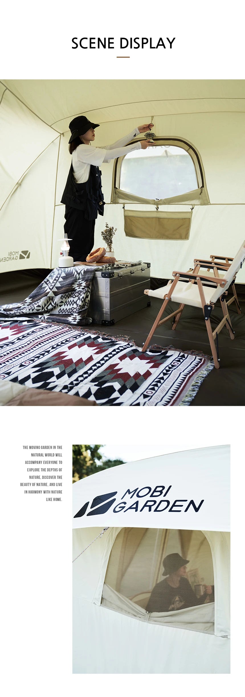 Mobi Garden Camping Era205 Cotton Tent Glamping Wide Space Double Cloth Membrane Waterproof Car Sunscreen Three-seater