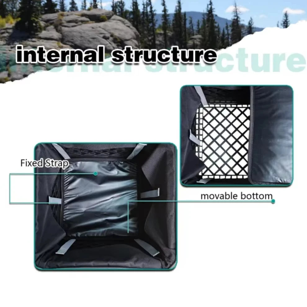 Riverruns Kayak Crate Bag Durable Saltwater Resistant Kayak Fishing Bag with 3 Fishing Rod Holders Large Kayak Fishing Tackle