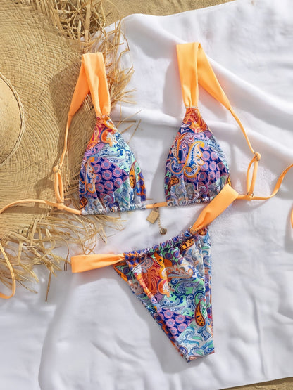 European Women's New Split Sexy Paisley Print Bikini Swimwear Export Bikini
