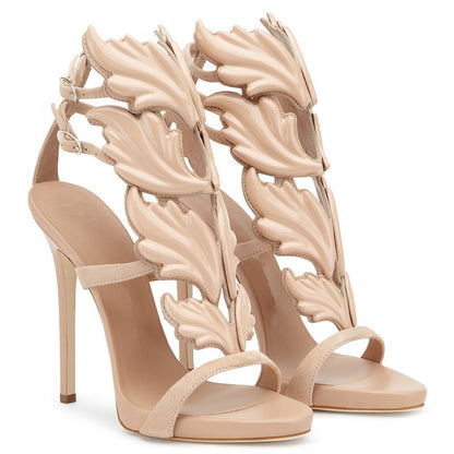 Leather Sandals Women Gold Leaf Flame Gladiator Sandal Shoes Party Dress Shoe Woman Patent High Heel Sandals