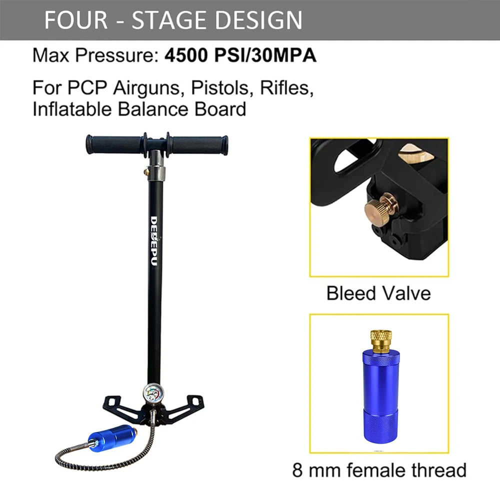 Outdoor Sports Manual Hand Pump Portable High Pressure Air Pump With Pressure Gauge for Scuba Tank
