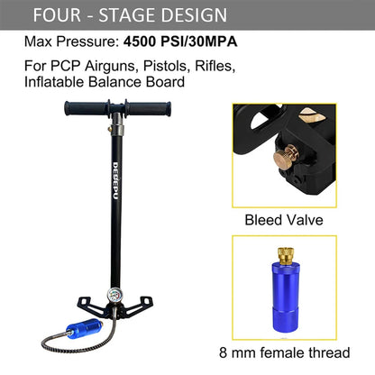 Outdoor Sports Manual Hand Pump Portable High Pressure Air Pump With Pressure Gauge for Scuba Tank