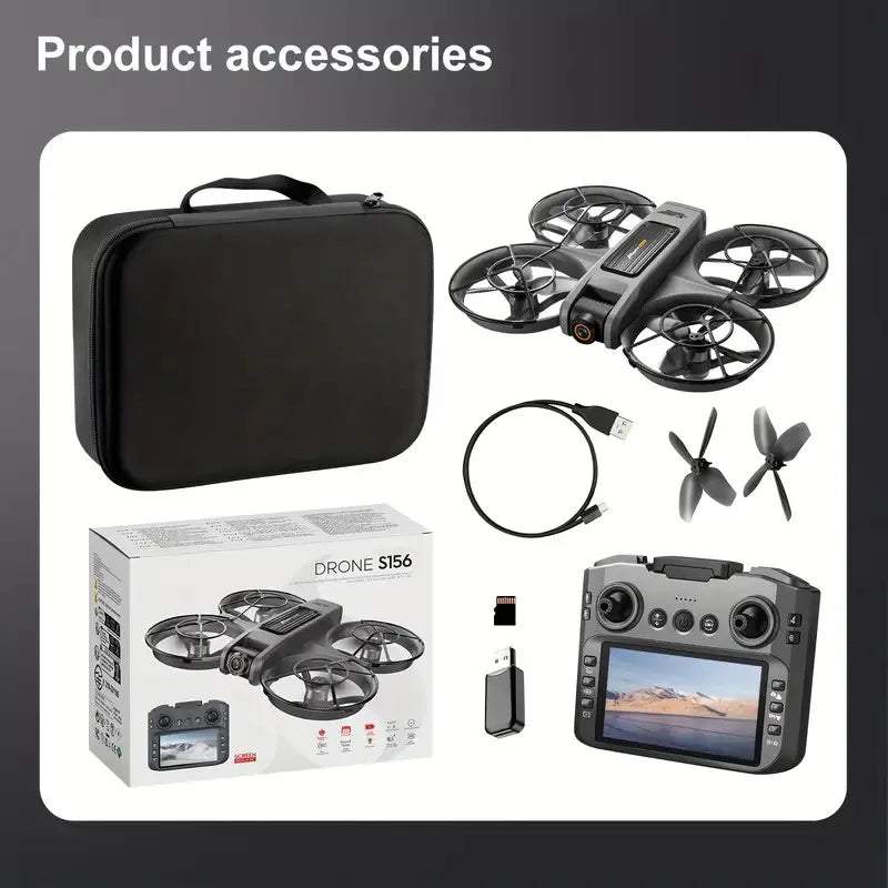 [2025 New S156 Drone]  HD Dual Camera, 12.5cm/4.92-inch Screen Remote Control, Brushless Powerful Motor,Optical Flow Positioning