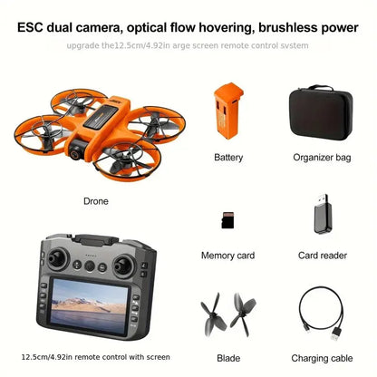 [2025 New S156 Drone]  HD Dual Camera, 12.5cm/4.92-inch Screen Remote Control, Brushless Powerful Motor,Optical Flow Positioning