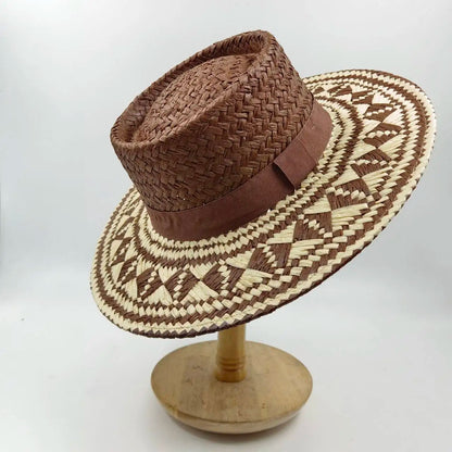 hats beach hat bohemian flat brim hat hand woven straw hat ladies summer vacation travel sun hat