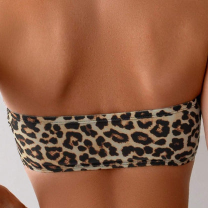 Women's Tube Top Bikini Leopard Print Sexy Swimsuit