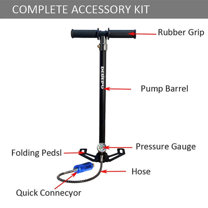 Outdoor Sports Manual Hand Pump Portable High Pressure Air Pump With Pressure Gauge for Scuba Tank