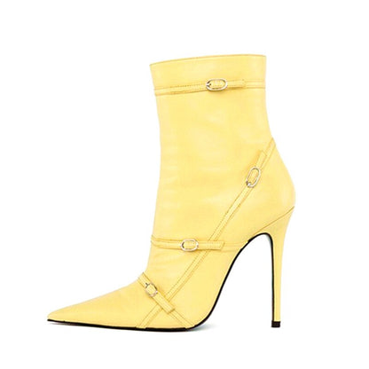 Women's Shoes New Autumn Thin High Heels Sexy Pointed Toe Black Beige Dress Party Wedding Lady Shoes Ankle Boots 41