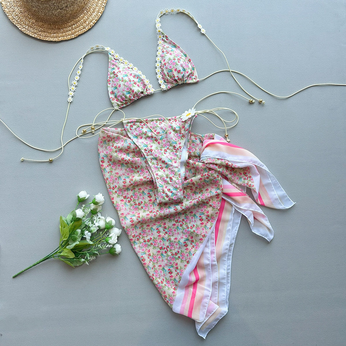 Three-Piece Bikini Style Sexy Printed Separate Women's Swimsuit
