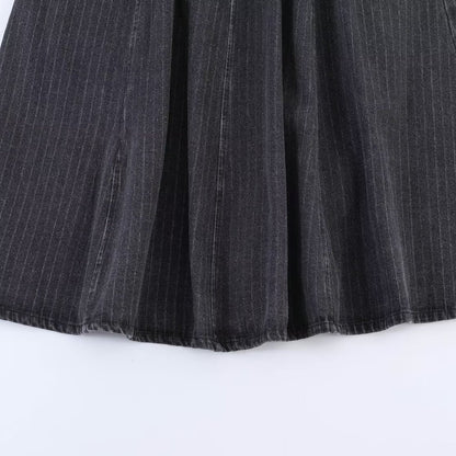 Chic Stripe Sleeveless Denim Dress for Women Dress